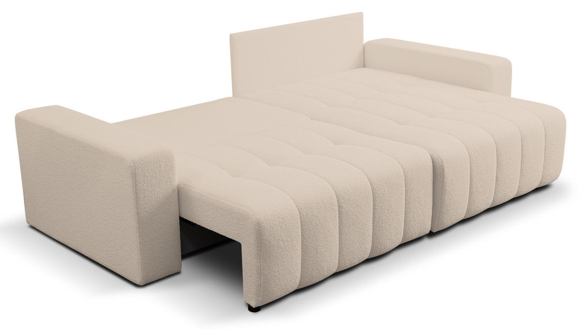 ECKSOFA Palermo mit Schlaffunktion und Bettkasten - Creme, Holz/Holzwerkstoff (245/143cm) - Ravio