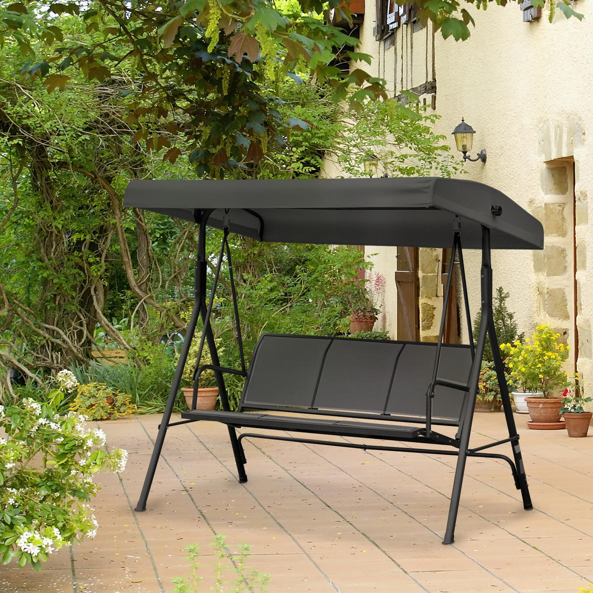 GARTENBANK DE-15240 Schwarz - Schwarz, Metall (175/159/118cm) - ComfortXL