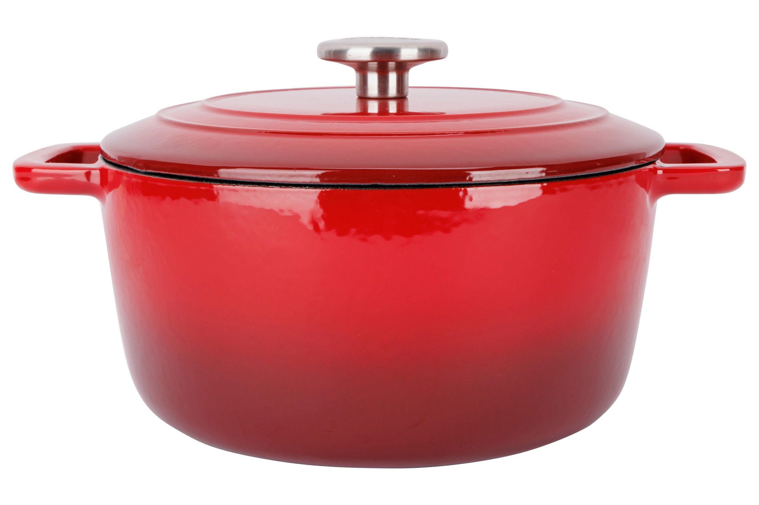 KASSEROLLE Fontestic Traditionelle rote Bratpfanne aus Gusseisen Ø 24 cm / 4,6 Liter – emailliert - Rot, Keramik (1/2/12cm) - Cosy & Trendy