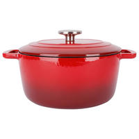 KASSEROLLE Fontestic Traditionelle rote Bratpfanne aus Gusseisen Ø 24 cm / 4,6 Liter – emailliert - Rot, Keramik (1/2/12cm) - Cosy & Trendy