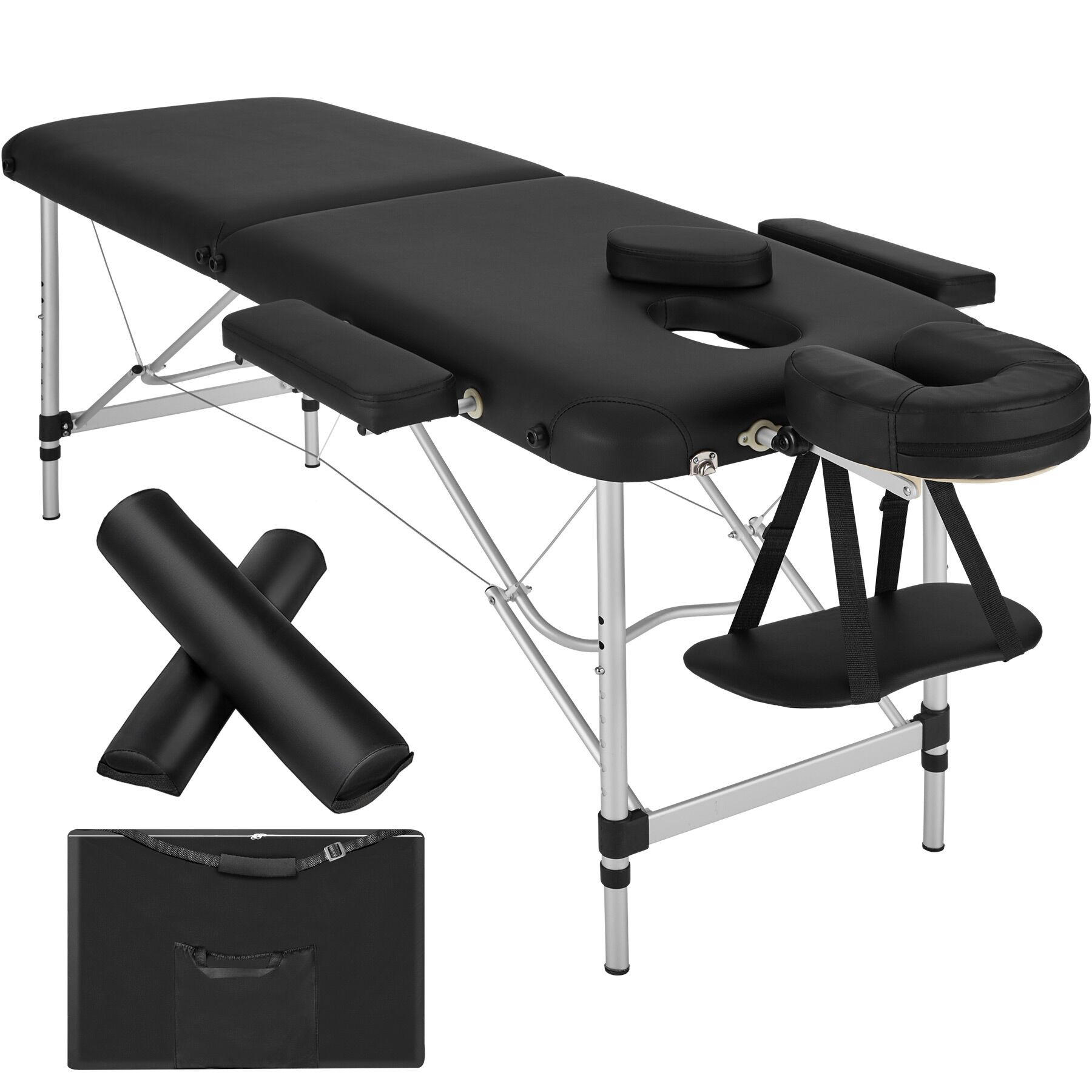 MASSAGELIEGE 2 Zonen, 210 x 95 x 89 cm,schwarz - Schwarz, Metall (95/89/210cm) - tectake