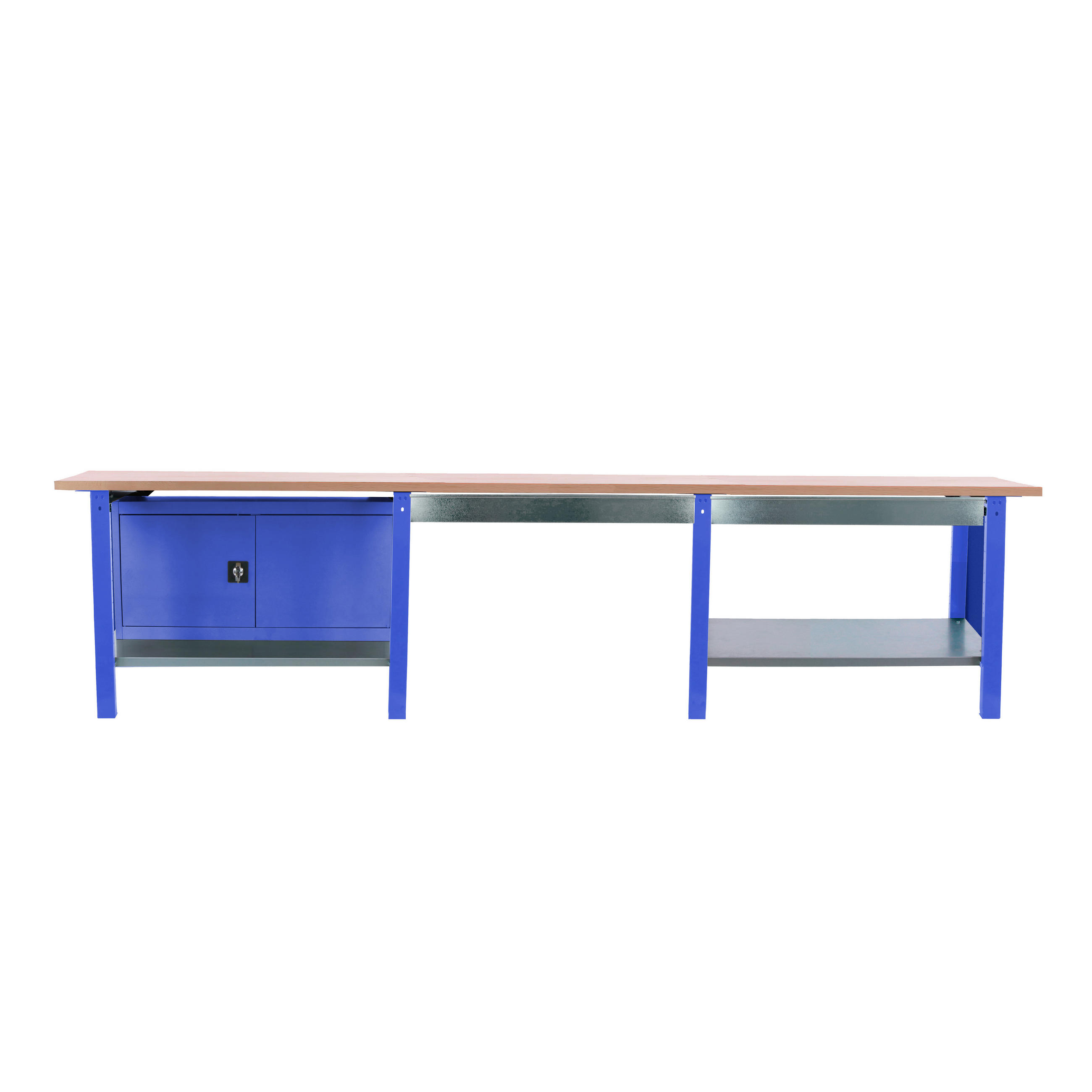 WERKBANK Buffalo Wood mit 2x Schublade und Schrank HxBxT 86,5 x 300 x 75 cm Traglast 1000 kg Blau - Blau, Metall (300/86.5/75cm) - PROREGAL