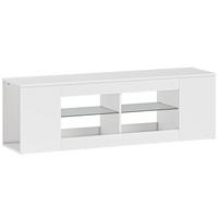 TV-LOWBOARD 140/35/42,5 cm Weiß aus Glas und Spanplatte mit 6 Fächern - Weiß, Glas (140/42.5/35cm) - OKWISH