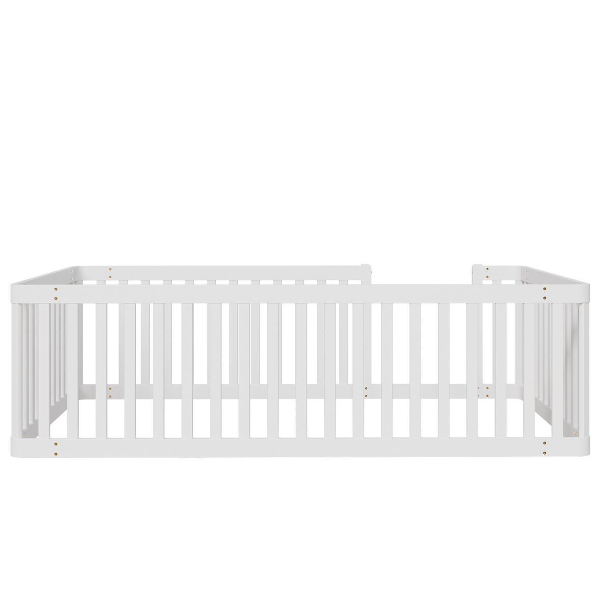 BODENBETT 90/200 cm DE-03458, mit Zaun, in Weiß - Weiß, Holz (90/200cm) - ComfortXL