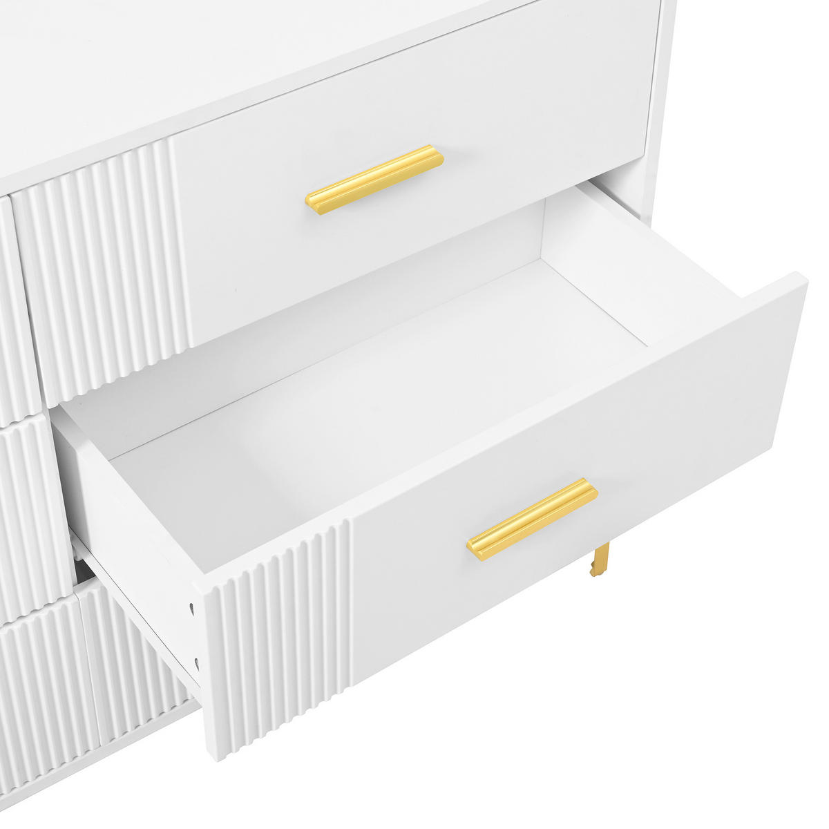 KOMMODE mit 3 Türen & 1 Schublade Akzent Gestaltung - Weiß, Holzwerkstoff (120/76/40cm) - Urban Meuble