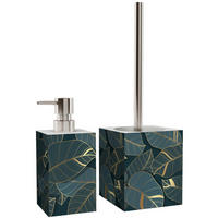 BADEZIMMER Set Monstera - Grün, Kunststoff (7/17/7cm) - Sanilo