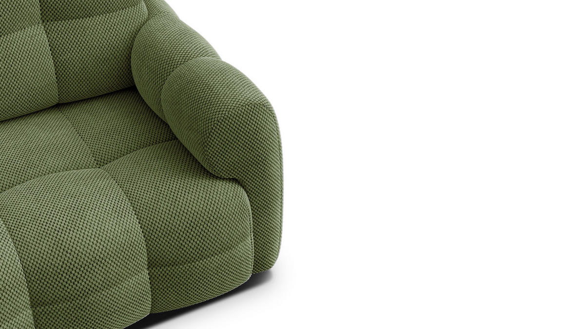 SOFA MELLOW 2-Sitzer, olive - Schwarz/Grün, Holz/Textil (153/87/98cm) - Courtois Laville