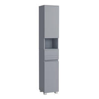 BADEZIMMERSÄULE 2 Türen, 1 Schublade und 1 Nische - 30/30/170 cm - Hellgrau, Holzwerkstoff (30/170/19cm) - Calicosy