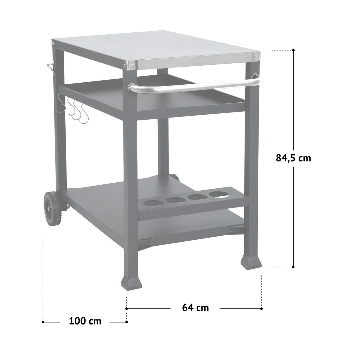 GRILLWAGEN NIKAN - Schwarz, Metall (100/85/63cm) - TAINO