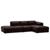 ECKSOFA mit Chaiselongue - Dunkelbraun/Schwarz, Leder/Kunststoff (290/173cm) - home24