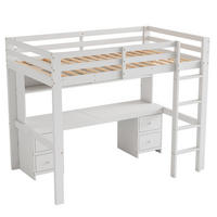 HOCHBETT 90/200 cm DE-04459, mit Schreibtisch, 4 Schubladen und Ablagefächern in Weiß - Weiß, Holz/Holzwerkstoff (90/200cm) - ComfortXL