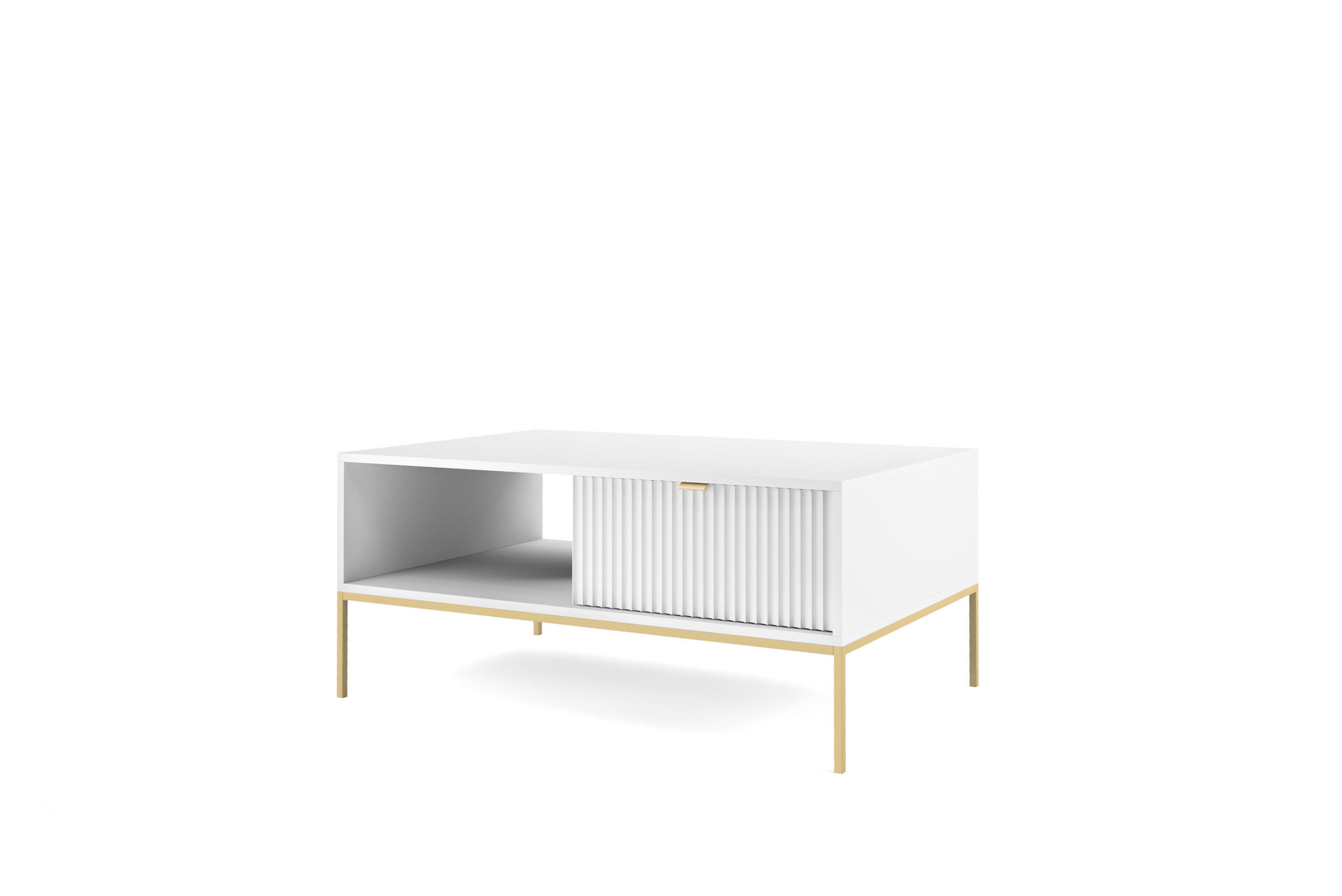 COUCHTISCH NOVA - L104, goldenen Akzenten, 104x68x46 cm Weiß - Goldfarben/Weiß, Holzwerkstoff/Kunststoff (68/104/46cm) - DomoHome