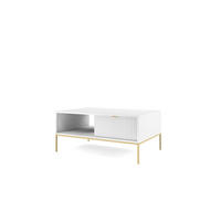 COUCHTISCH NOVA - L104, goldenen Akzenten, 104x68x46 cm Weiß - Goldfarben/Weiß, Holzwerkstoff/Kunststoff (68/104/46cm) - DomoHome