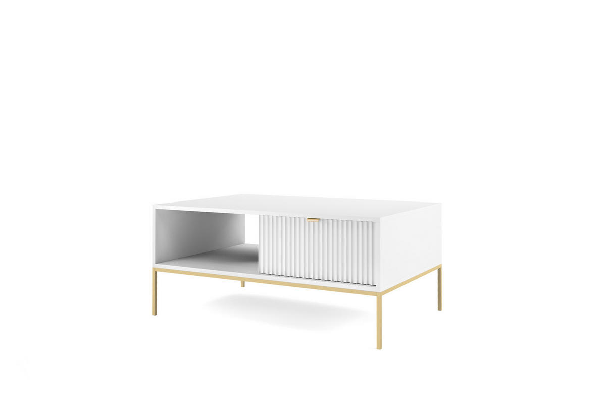 COUCHTISCH NOVA - L104, goldenen Akzenten, 104x68x46 cm Weiß - Goldfarben/Weiß, Holzwerkstoff/Kunststoff (68/104/46cm) - DomoHome