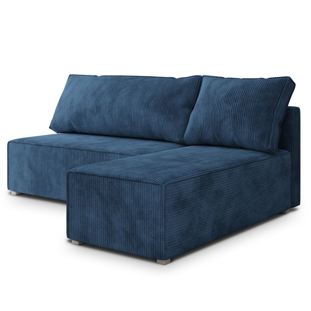 ROHOVÁ SEDAČKA BRISO modrá - šedá/modrá, dřevo/textil (200/140cm) - MASSENO