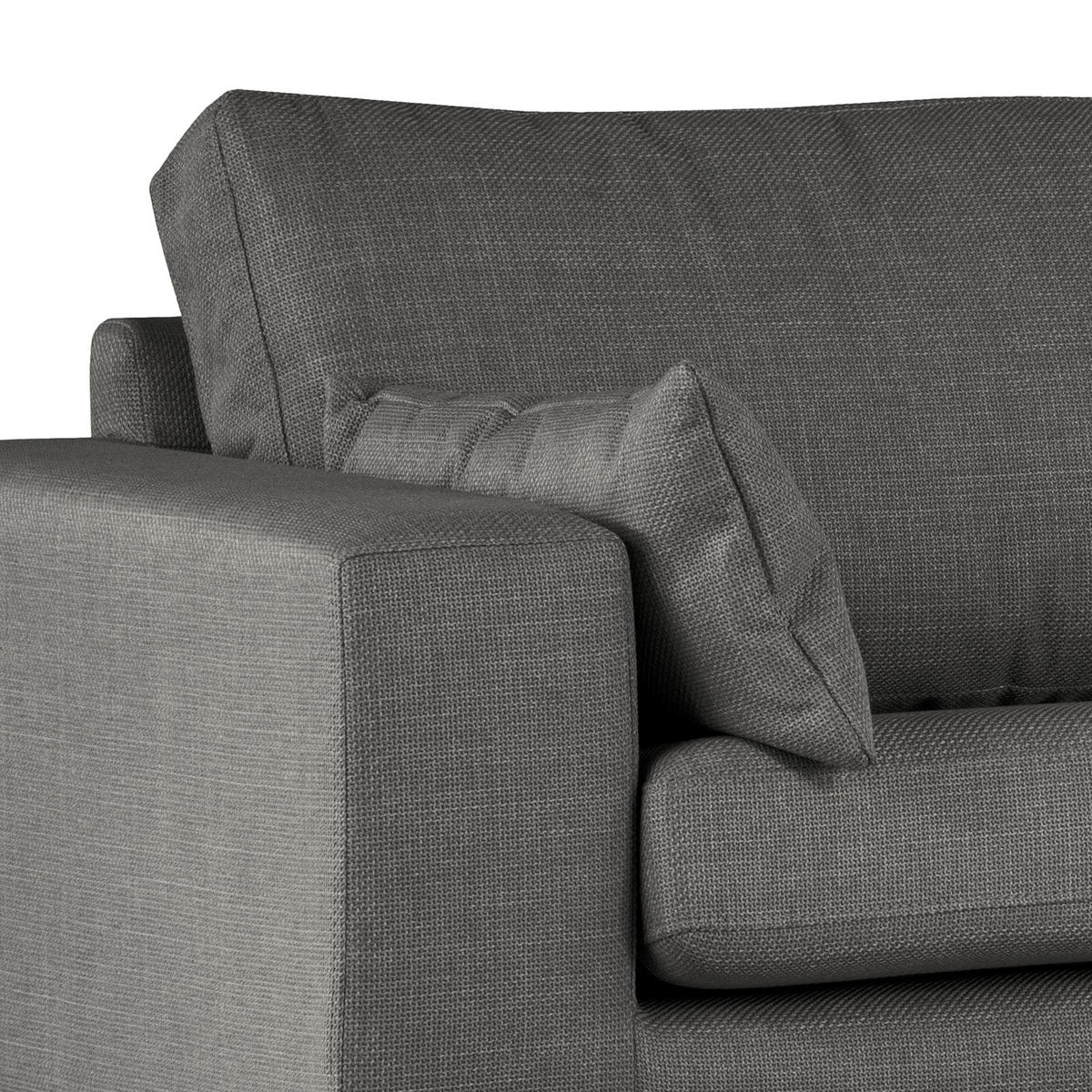 ECKSOFA mit Ottomane - Dunkelgrau/Buchefarben, Buchenholz/Textil (287/219cm) - home24