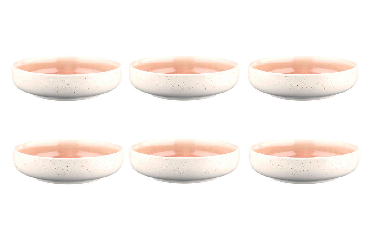 SCHALEN Oxygen Ø22cm - 6er-Set -Puderrosa - Rosa, Keramik - Björn