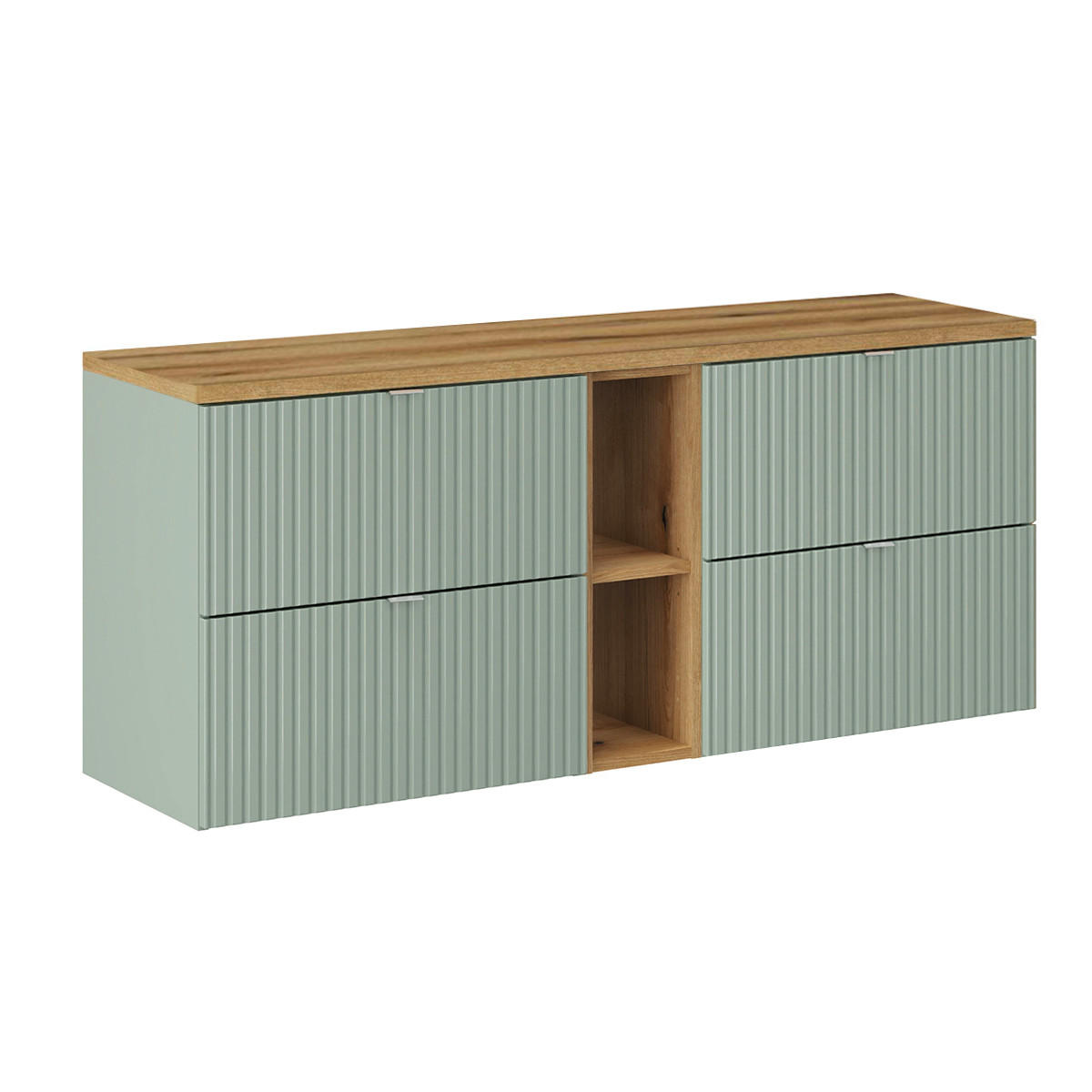 WASCHTISCHUNTERSCHRANK 140.4cm Jade Grün und Holz - Grün, Holzwerkstoff (140.4/59/40cm) - Petits-meubles