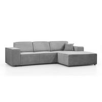 ECKSOFA ohne Schlaffunktion Pedro L hellgrau rechts - Hellgrau/Schwarz, Kunststoff/Textil (267/170cm) - Beautysofa