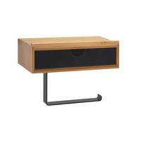 TOILETTENPAPIERHALTER mit Schublade 10x18,5x13cm Bambus - Schwarz, Holz (18.5/10/13cm) - BERLINLODGE