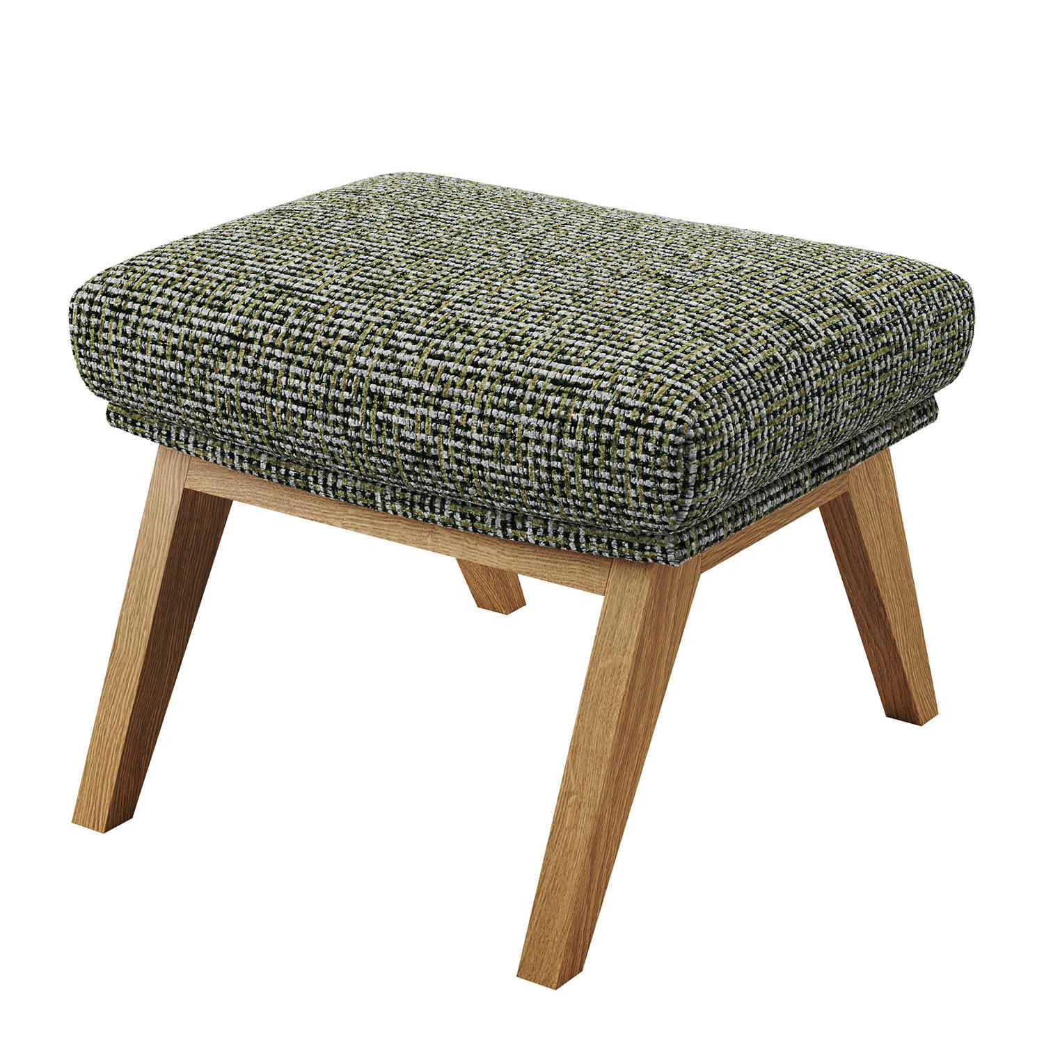 HOCKER mit Holzfüßen - Eichefarben/Grün, Textil (54/41/41cm) - home24