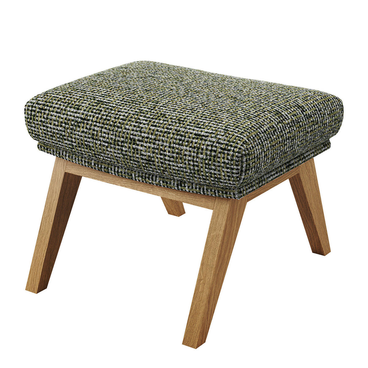 HOCKER mit Holzfüßen - Eichefarben/Grün, Textil (54/41/41cm) - home24