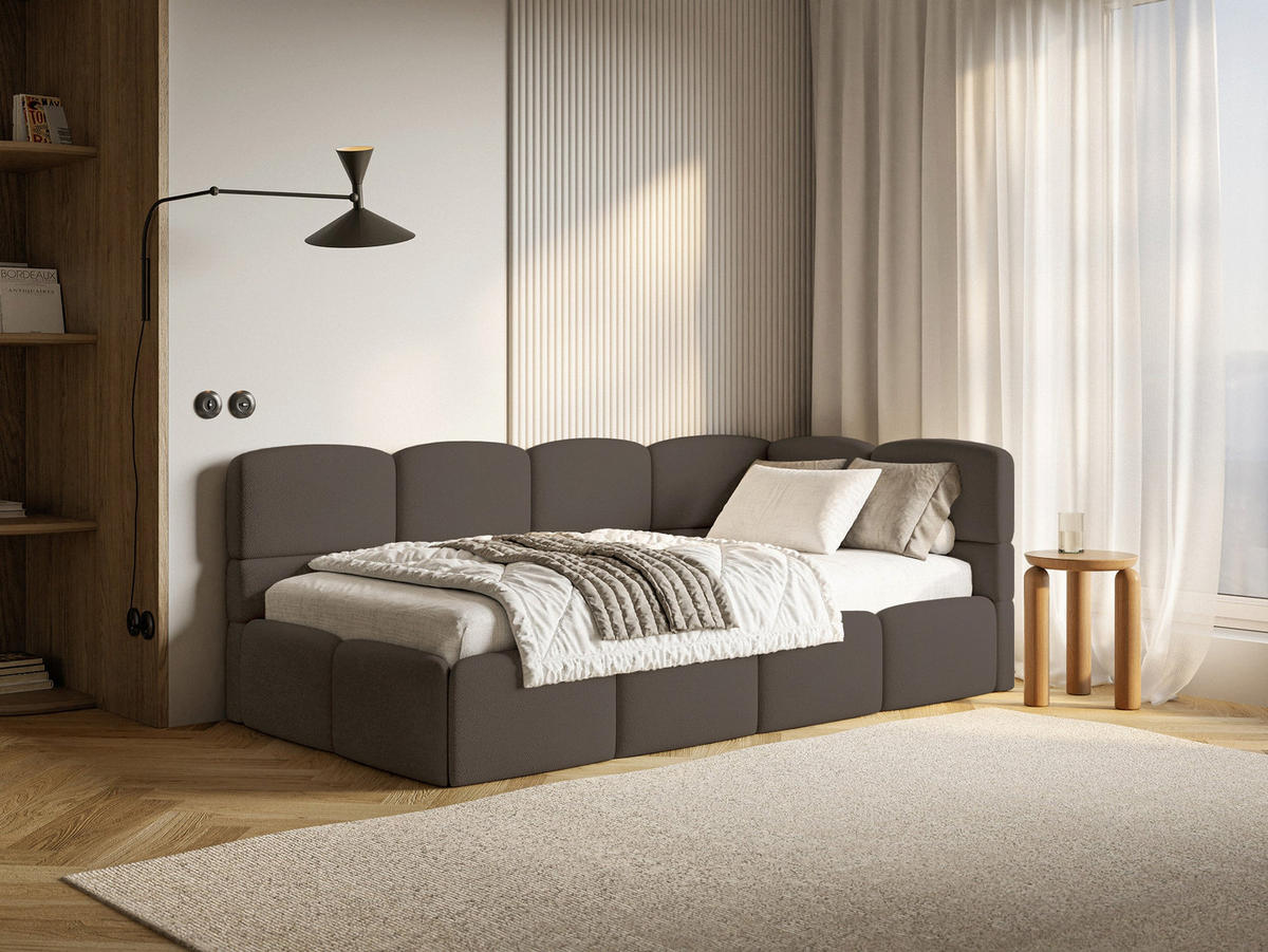 JUGENDBETT Cloudy Braun 120 cm, Chenille - Schwarz/Braun, Kunststoff/Textil (120/200cm) - Selsey