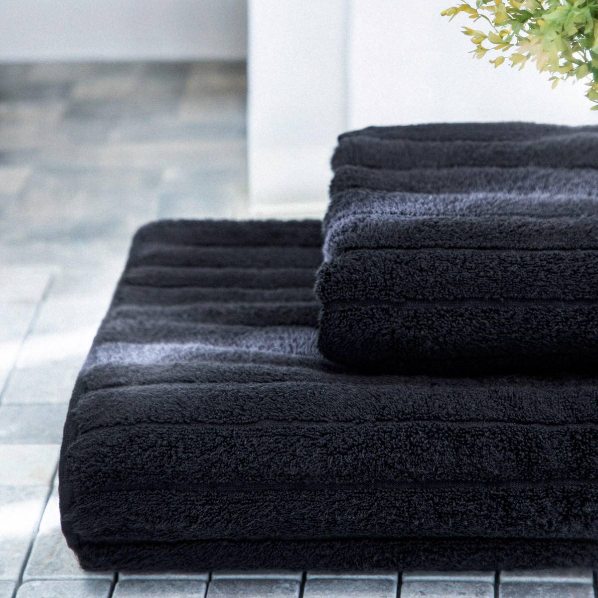 BADETUCH Astri schwarz 70x130 cm - Schwarz, Textil (70/130cm) - Homla