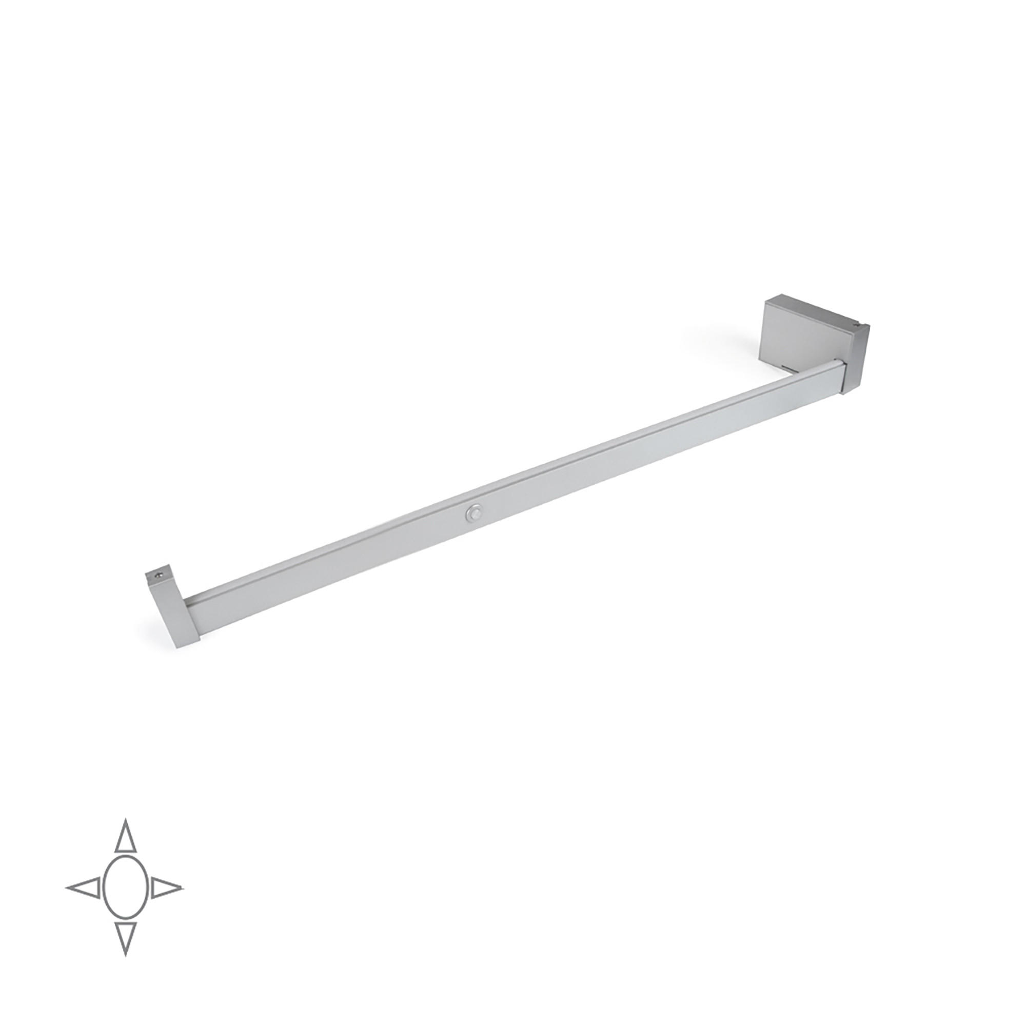 GARDEROBENSTANGE mit LED-Licht Castor, mit abnehmbarer Batterie und Bewegungssensor, L558mm, Kunststoff und Aluminium, Metallic grau - Dunkelgrau, Kunststoff (10.5/7/55.8cm) - EMUCA