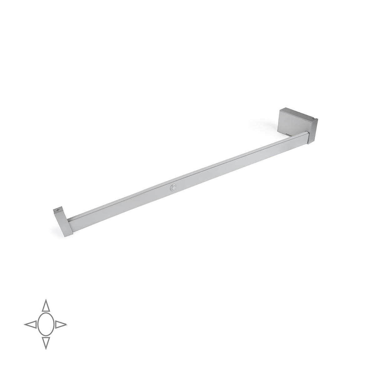 GARDEROBENSTANGE mit LED-Licht Castor, mit abnehmbarer Batterie und Bewegungssensor, L558mm, Kunststoff und Aluminium, Metallic grau - Dunkelgrau, Kunststoff (7/4/68cm) - EMUCA
