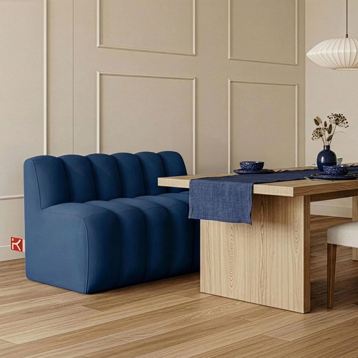 ESSZIMMERBANK CORDA, Dunkelblau - Dunkelblau, Holz/Holzwerkstoff (123/78/71cm) - KONSIMO®