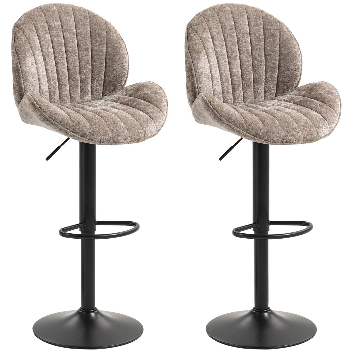 BARHOCKER 2er-Set DE-14773 muschelförmig & höhenverstellbar Braun - Braun, Metall (48/115/50cm) - ComfortXL