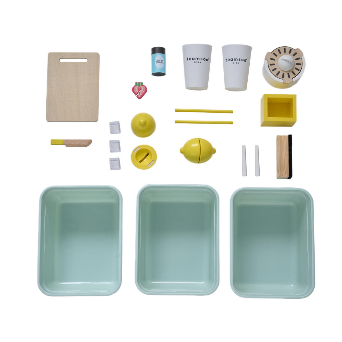 LEMONADE-STAND Holzspielset mit Zubehör, Gelb, 100cm - Gelb, Holzwerkstoff (27/100/60cm) - Teamson Kids