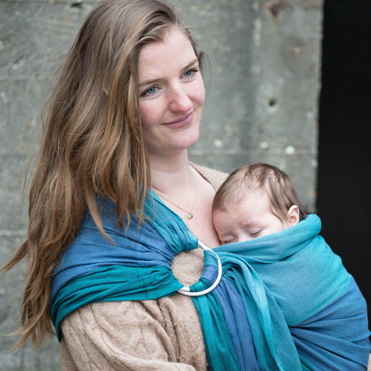 BABYTRAGETUCH Ring-Sling - Türkis/Blau, Textil (70/0.1/200cm) - Hoppediz