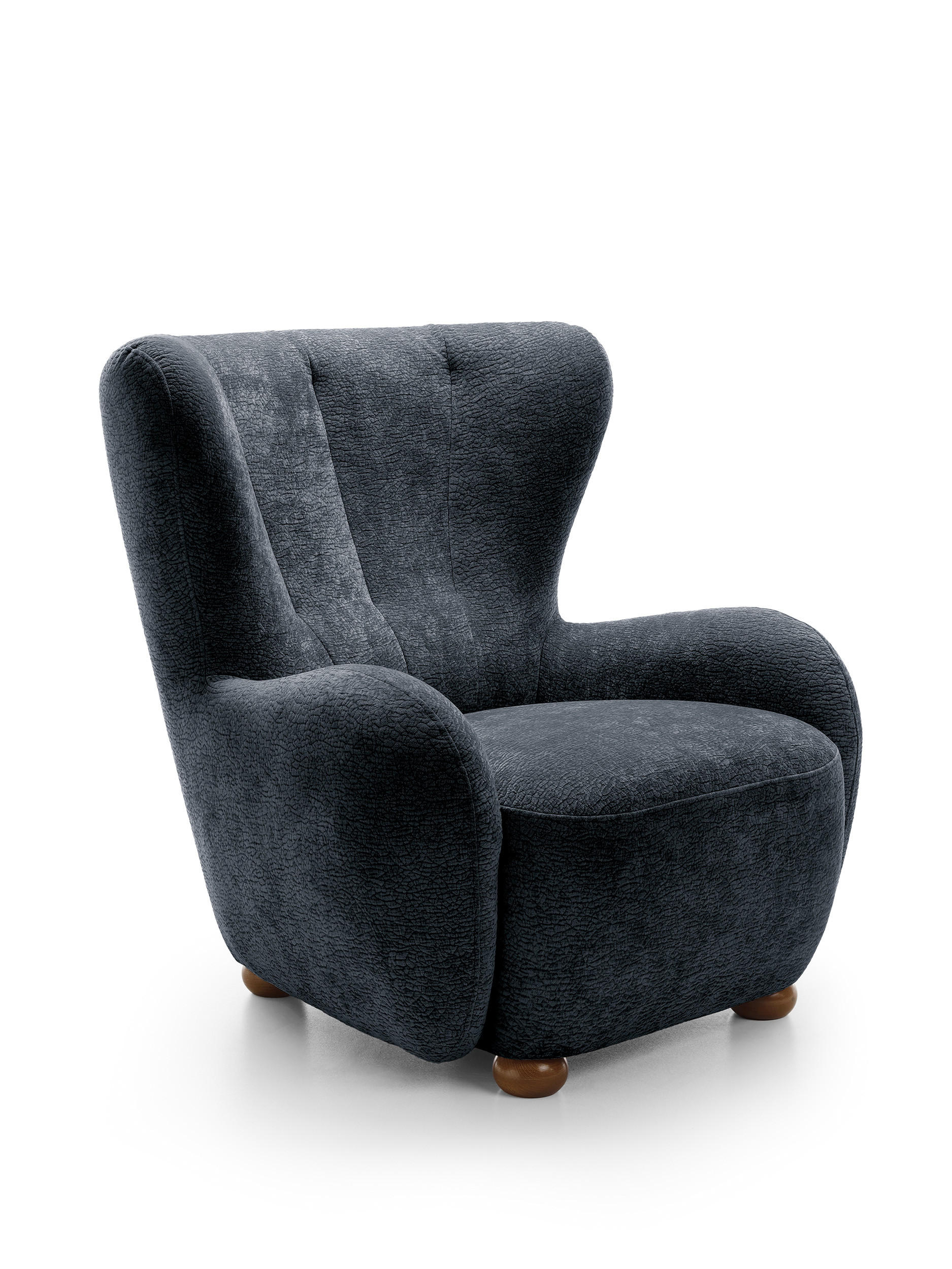 SESSEL MIST, Polstersessel Klassisch Loungesessel, Chenille-Stoff Schwarz - Schwarz, Holz/Holzwerkstoff (88/91/100cm) - MASSENO