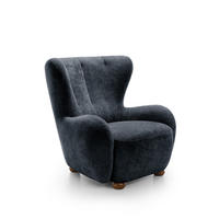 SESSEL MIST, Polstersessel Klassisch Loungesessel, Chenille-Stoff Schwarz - Schwarz, Holz/Holzwerkstoff (88/91/100cm) - MASSENO