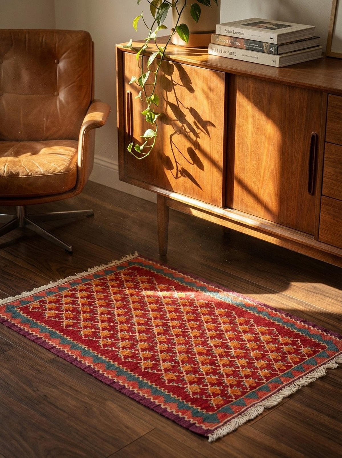 HANDWEBTEPPICH Kelim Senneh Rot 86/62 cm Schurwolle - Rot, Textil (62/86cm) - Looma