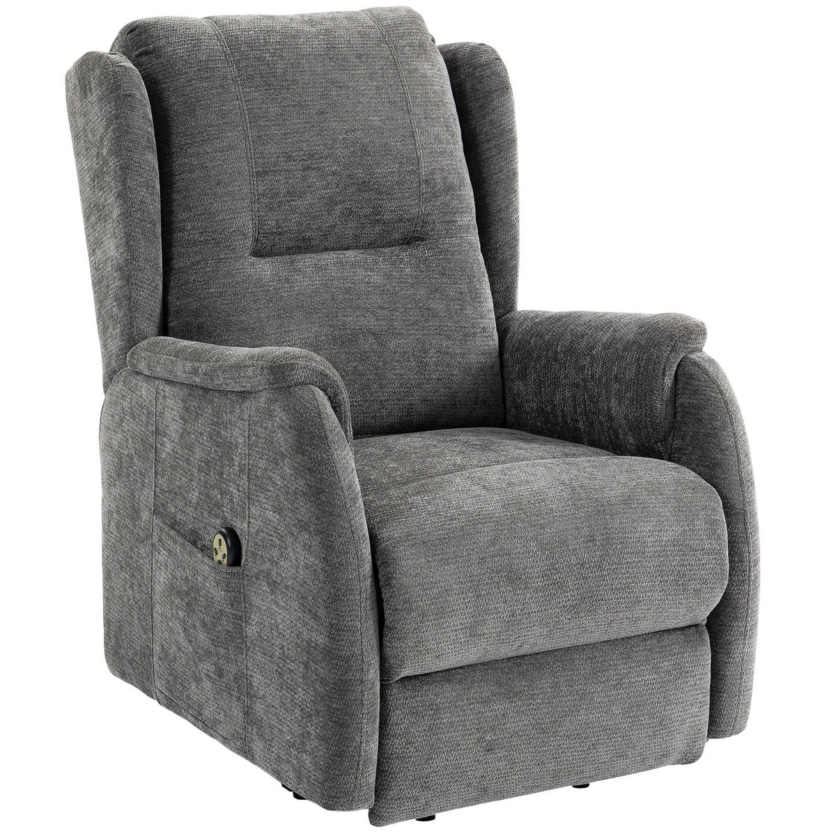 FERNSEHSESSEL,AUFSTEHHILFE Senioren Chenille-Optik Fernbedienung Seitentaschen,dunkelgrau - Grau, Textil (76/103/89cm) - Vallsero