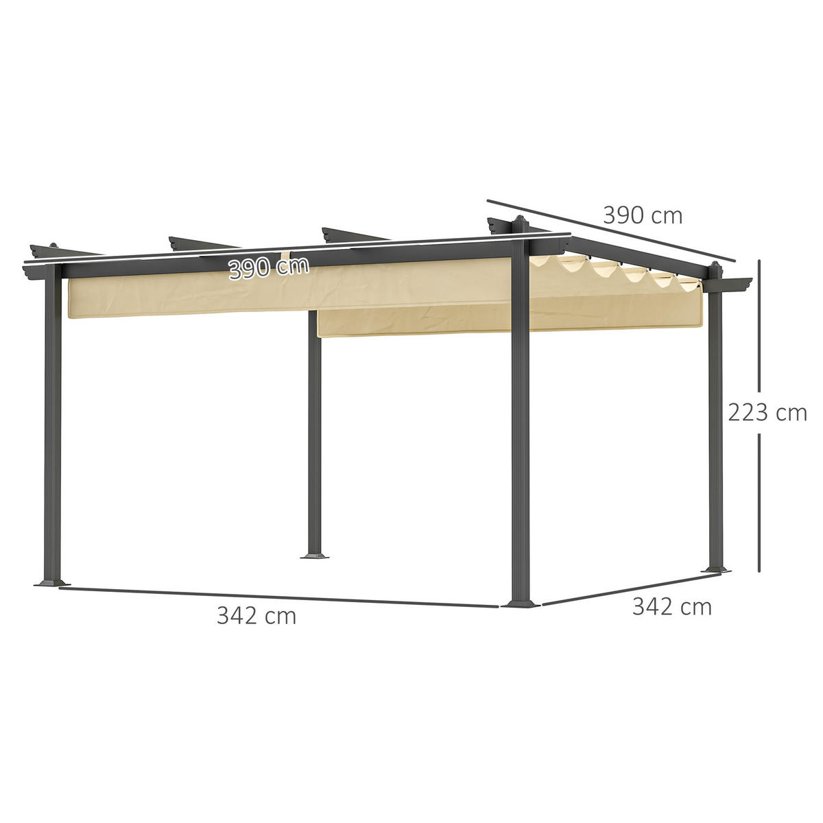 PERGOLA aus Aluminium ca. 4x4m - Beige, Metall (390/223/390cm) - Outsunny