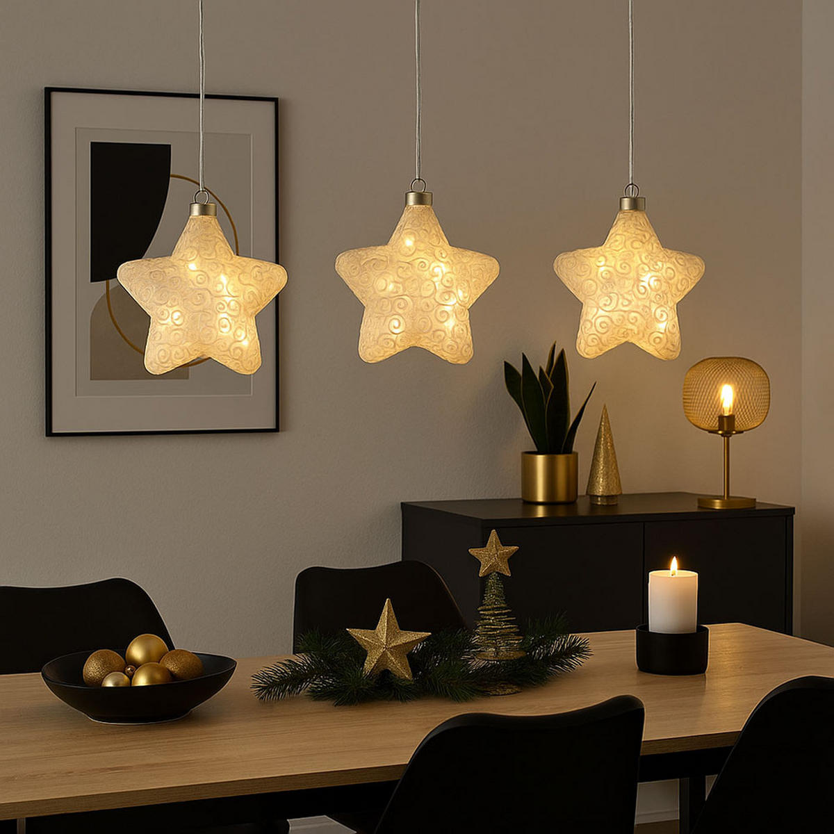 LED DEKOLEUCHTE Kreta Glas Weiß 3er Set - Weiß, Glas (15/15/67cm) - Globo Lighting