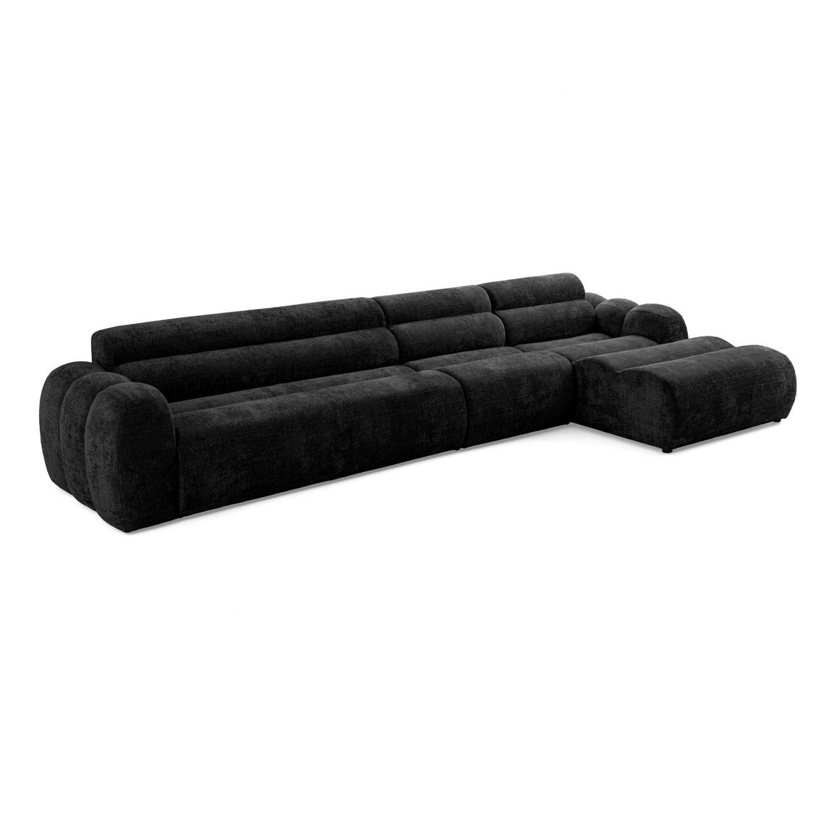 5-SITZER modulares Ecksofa VEER SET 2 Rechts, 175x379 cm, Chenille Webstoff Anthrazit - Anthrazit/Schwarz, Holz/Kunststoff (175/379cm) - Muffo