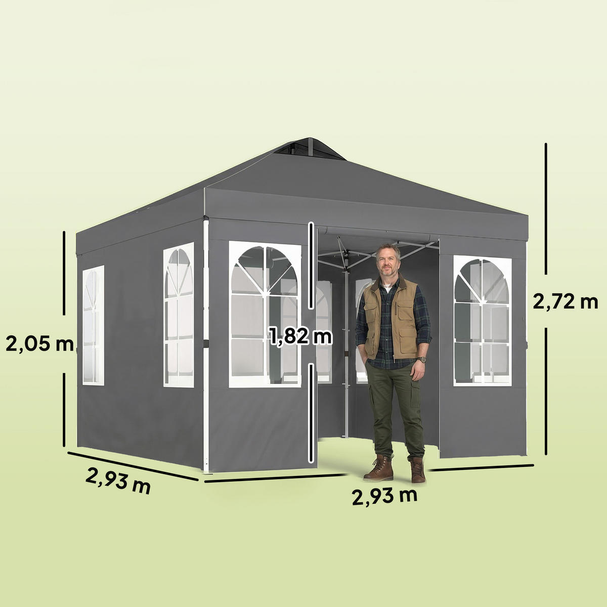 POP-UP-FALTZELT, 3×3m, dunkelgrau - Grau, Textil (293/272/293cm) - Vallsero