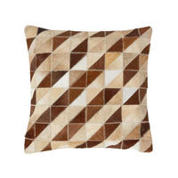 PATCHWORK-KISSEN Fell & Leder 45/45 cm geometrisch - Multicolor, Leder/Textil (45/45cm) - Homescapes