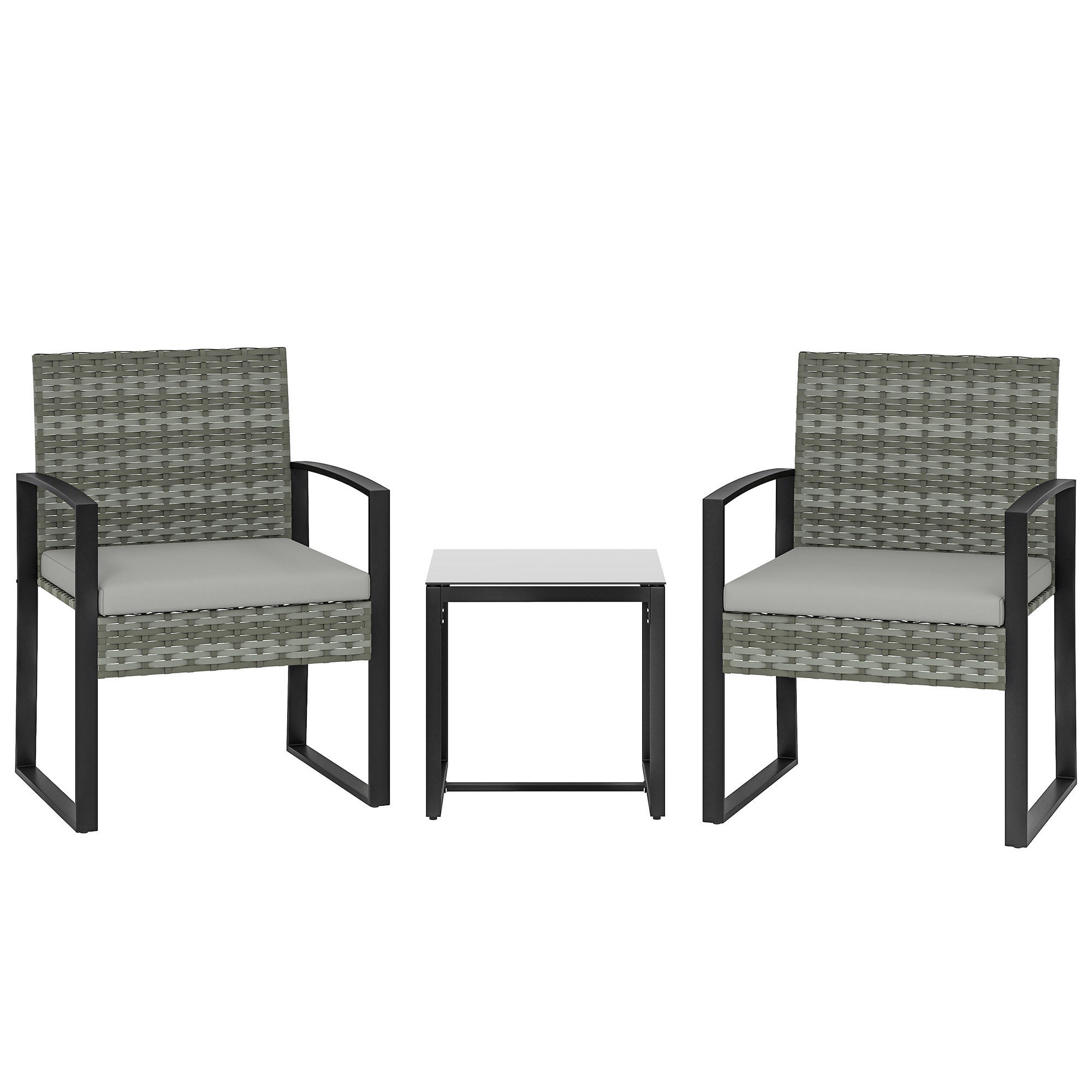 BISTROSET 3-teilig DE-06776 mit Couchtisch Hellgrau - Hellgrau, Kunststoff/Metall - ComfortXL