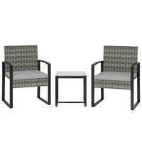 BISTROSET 3-teilig DE-06776 mit Couchtisch Hellgrau - Hellgrau, Kunststoff/Metall - ComfortXL