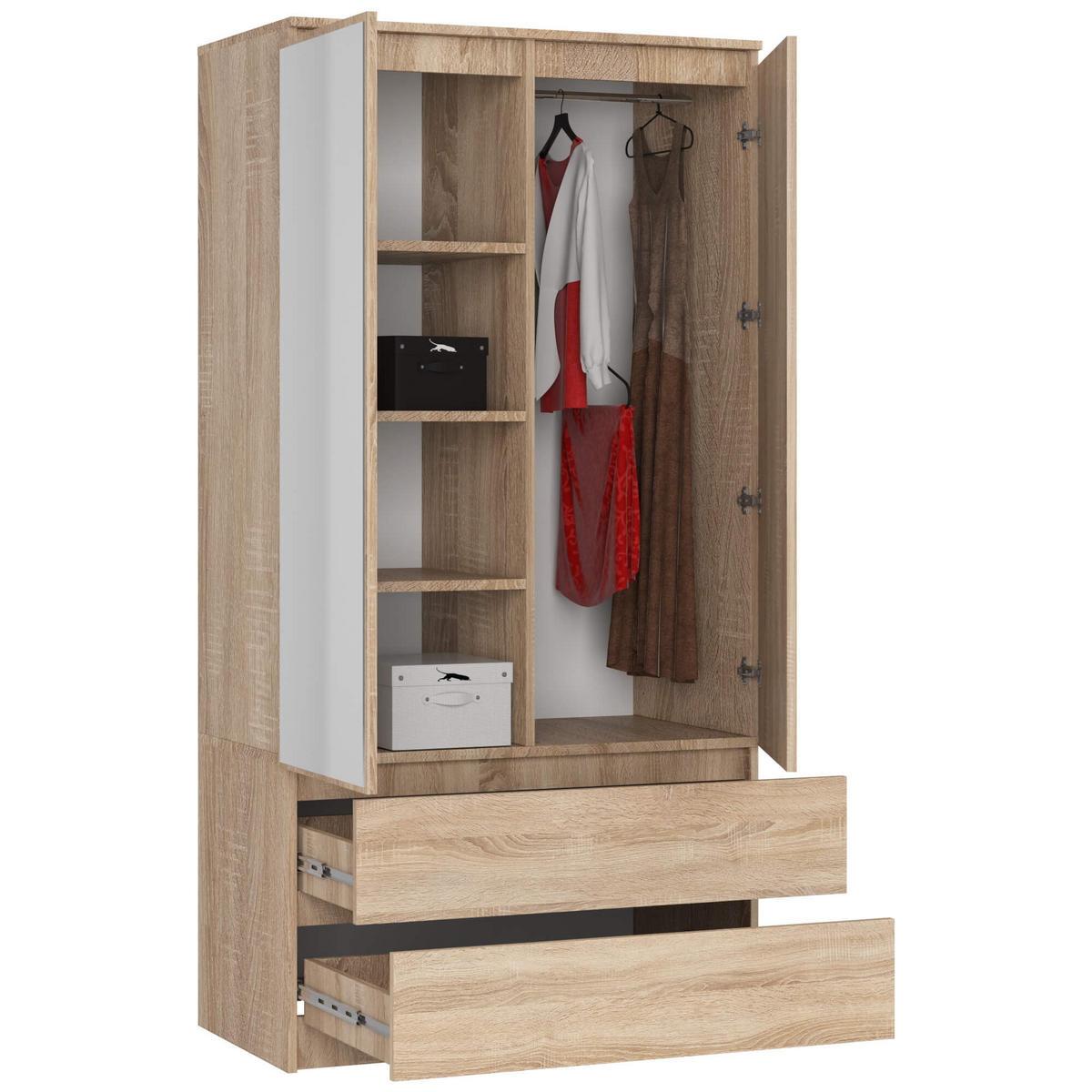 KLEIDERSCHRANK Eiche Sonoma 180/90/51 - Sonoma Eiche, Holzwerkstoff (90/180/51cm) - RAUMHIRSCH FURNITURE