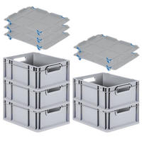 EUROBOX 5x Nextgen Economy Mit Auflagedeckel Grau/Blau Griffe Offen 16 Liter - Blau, Kunststoff (30/17/40cm) - PROREGAL