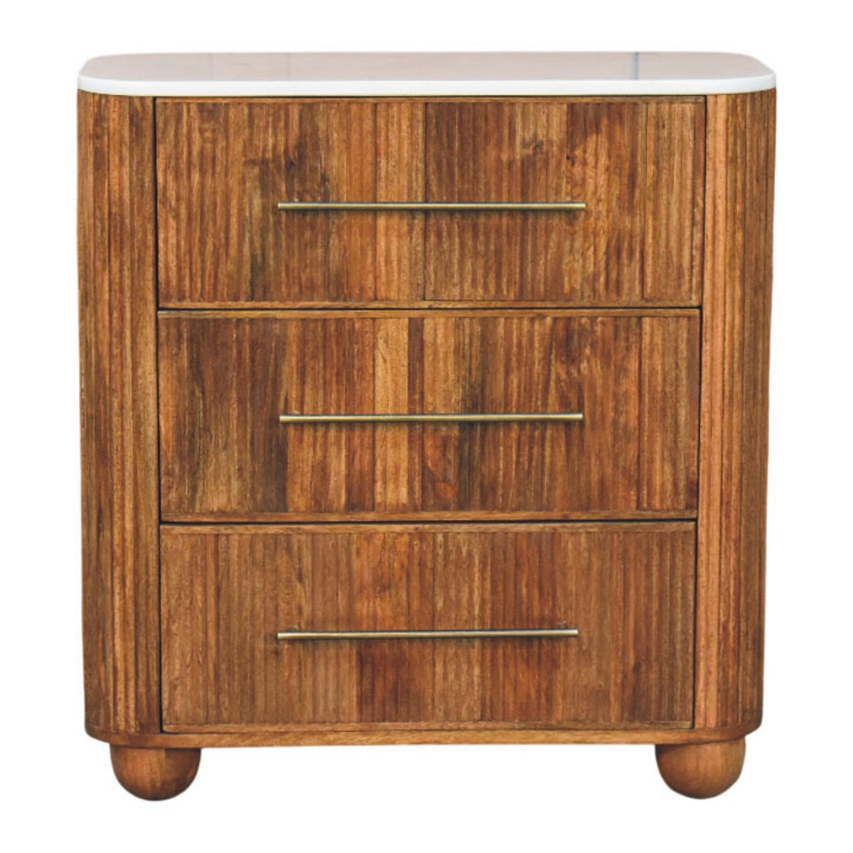 KOMMODE mit Golden-Teak-Finish, 3 Schubladen, T-Bar-Griffe, braun - Braun, Holz (74/78/34cm) - Artisan Furniture