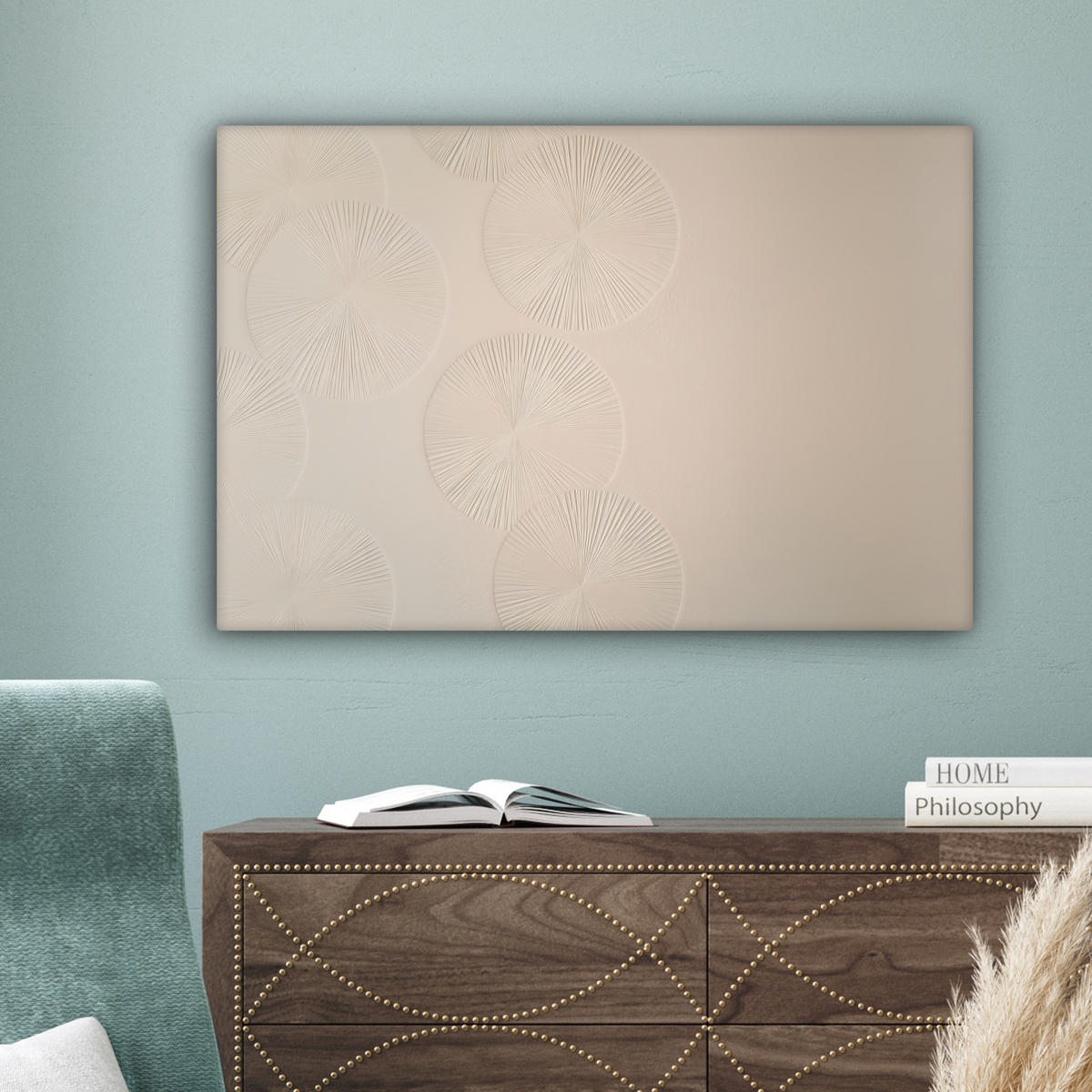 LEINWANDBILD Japandi - Beige - Modern Wanddeko 90x60 cm - Ecru, Textil (90/60cm) - MuchoWow