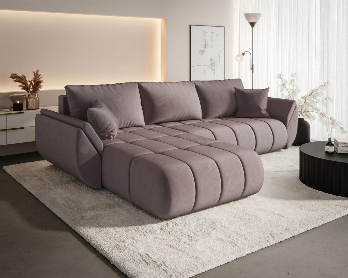 ECKSOFA Misato In Monolith - Flieder, Holzwerkstoff/Textil (175/280cm) - Fun Möbel